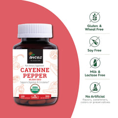 Capsules inside the Incas bottle indicate vegan, plant-based pullulan capsules for clean servings.