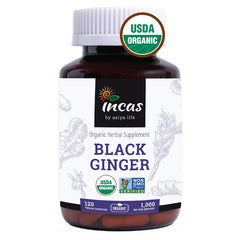 Incas by Asiya Life Thai Black Ginger bottle with vegan capsules for daily vitality