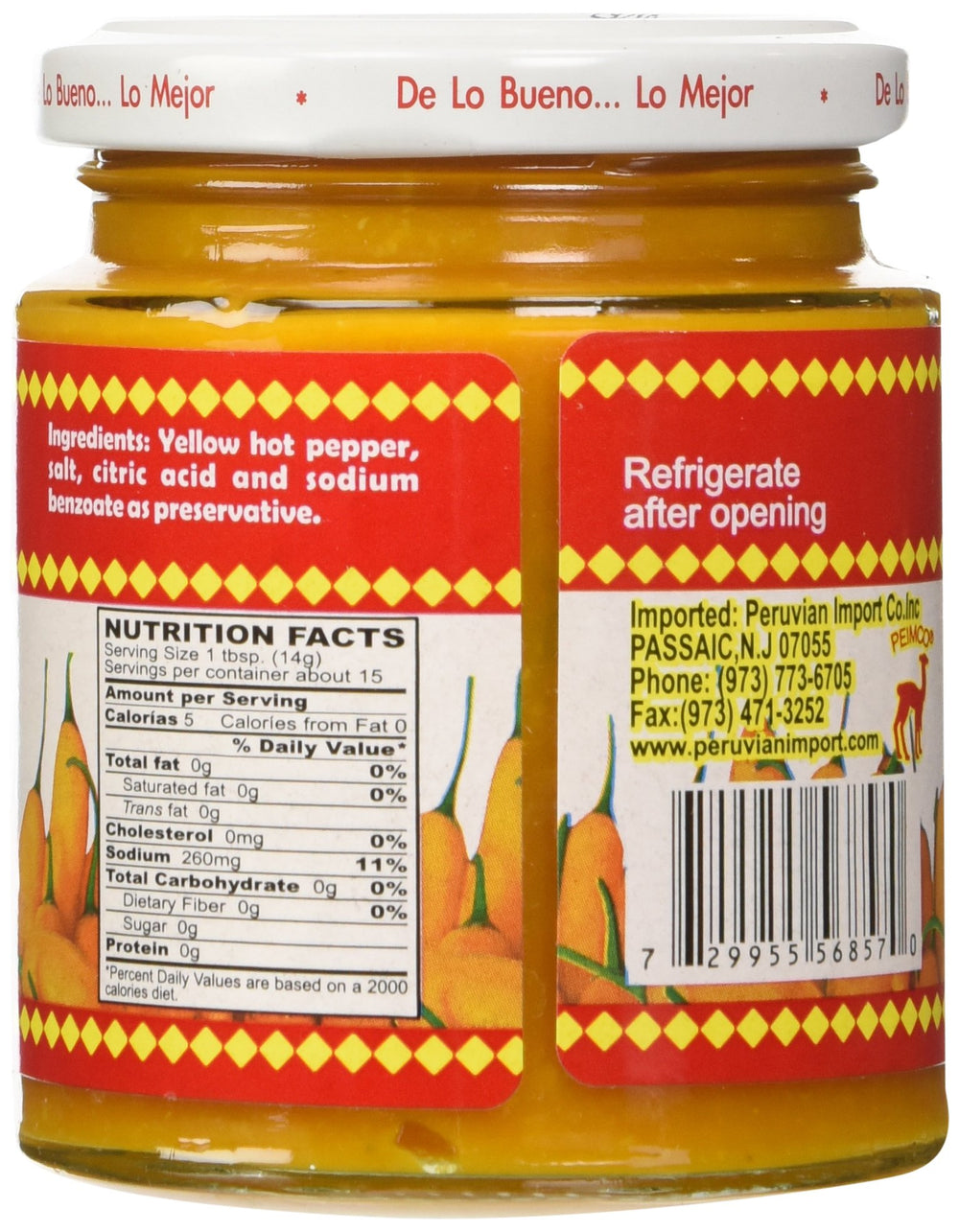 Inca's Food Aji Amarillo Paste jar side showing vibrant color and texture