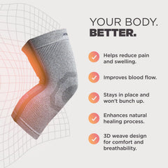 Incrediwear knee sleeve gray back view with secure fit and compression