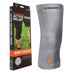 Incrediwear knee sleeve gray front view showing support and comfort