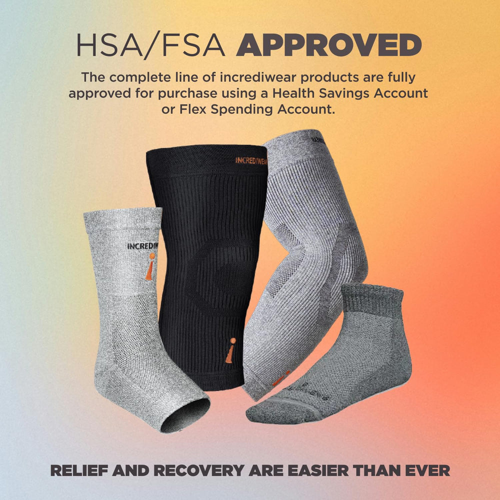 Incrediwear Knee Sleeve worn under clothing demonstrates discreet everyday wear.