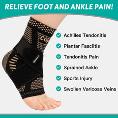 INDEEMAX copper ankle brace material closeup reveals copper-infused nylon and breathable knit