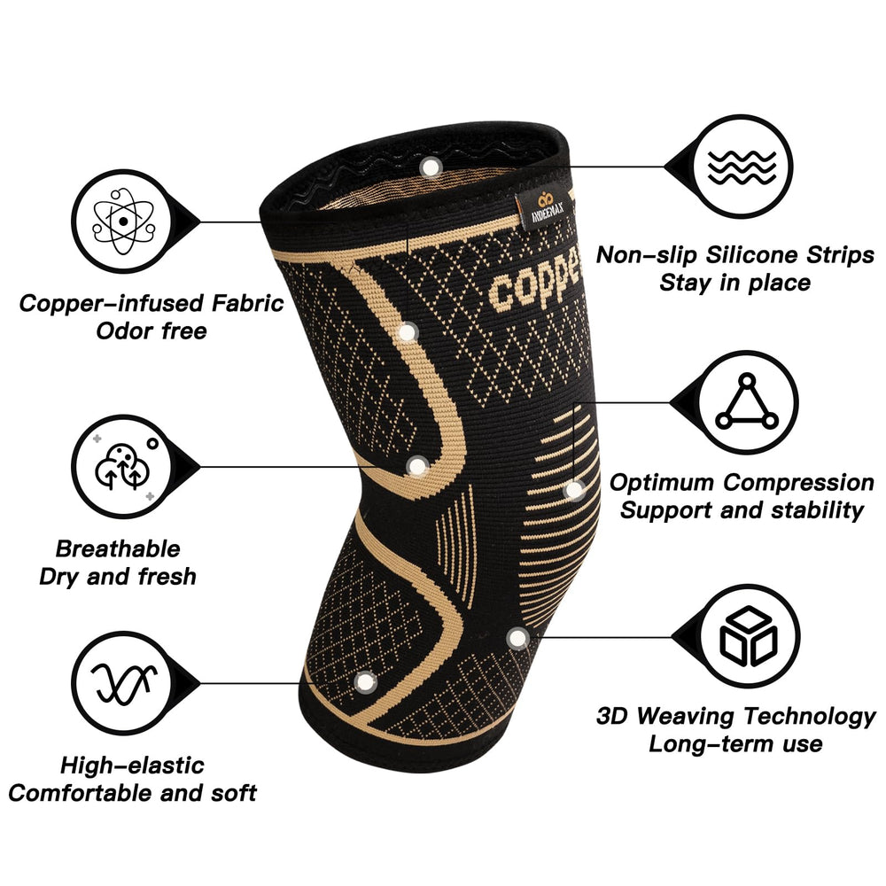 INDEEMAX athletes wearing copper knee brace during running or hiking