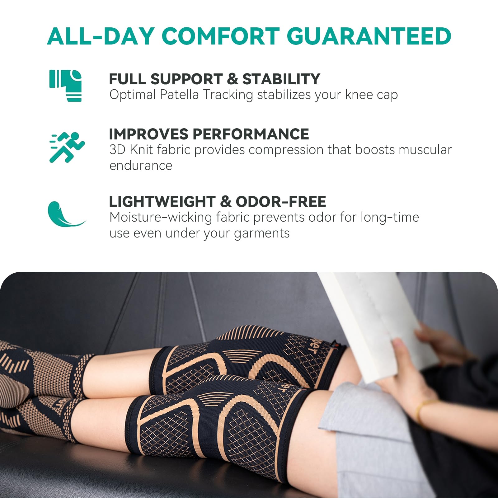 INDEEMAX size chart graphic showing thigh measurement for accurate fit