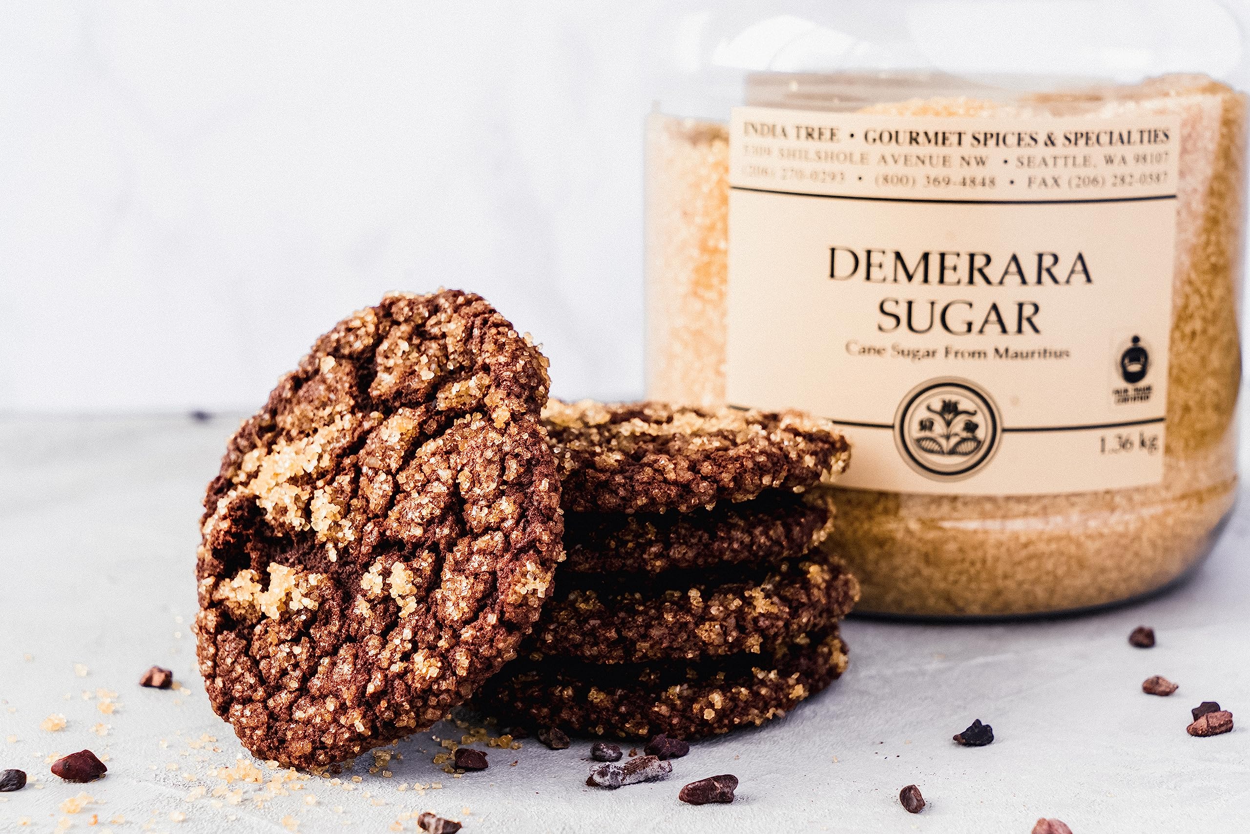 India Tree Demerara sugar sprinkled on dessert topping for texture