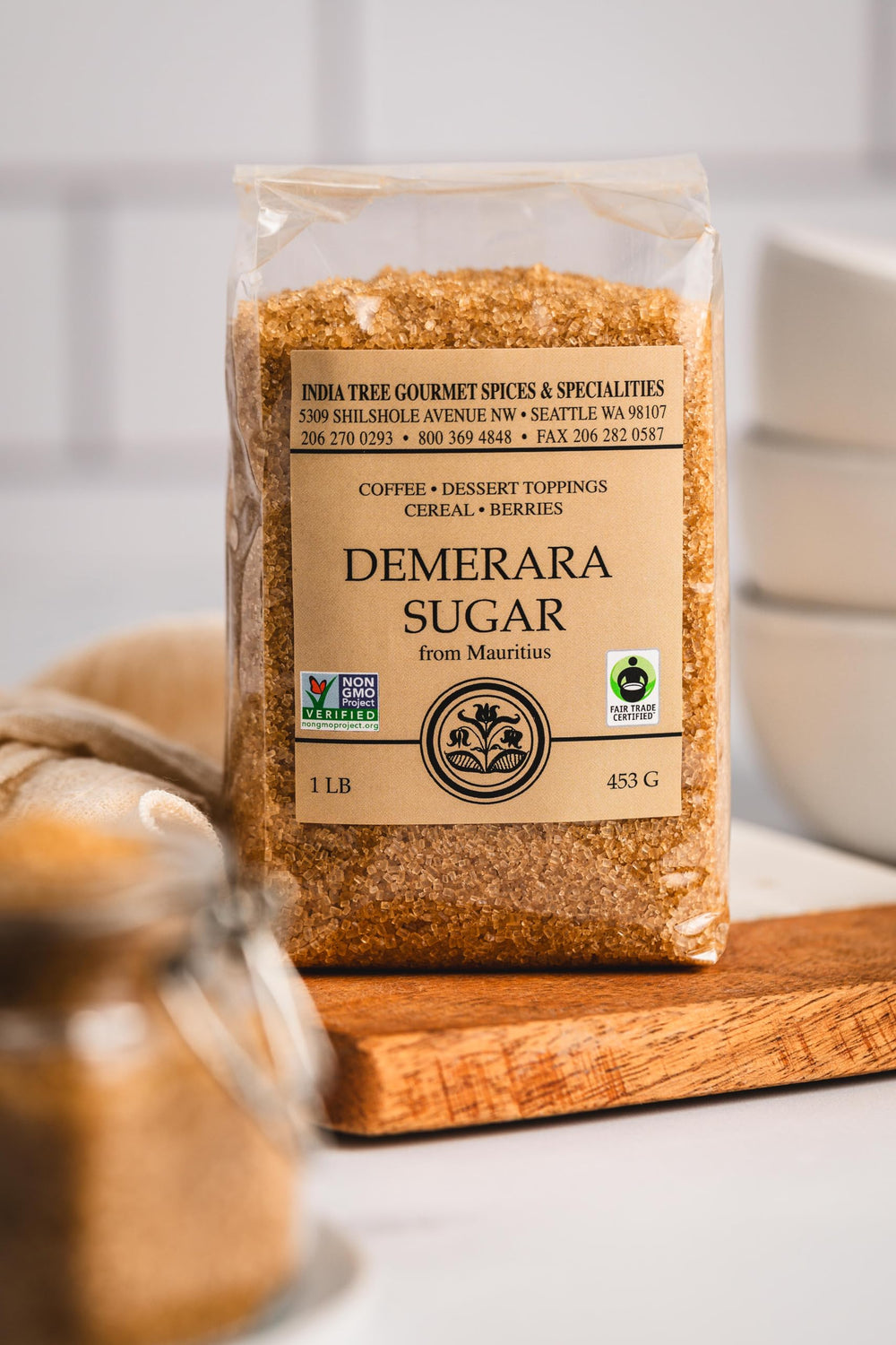 India Tree Demerara sugar dissolving slowly in hot coffee