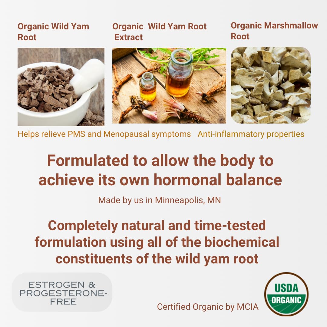 Indian Meadow Herbals Wild Yam Root Cream on abdomen for cycle comfort.
