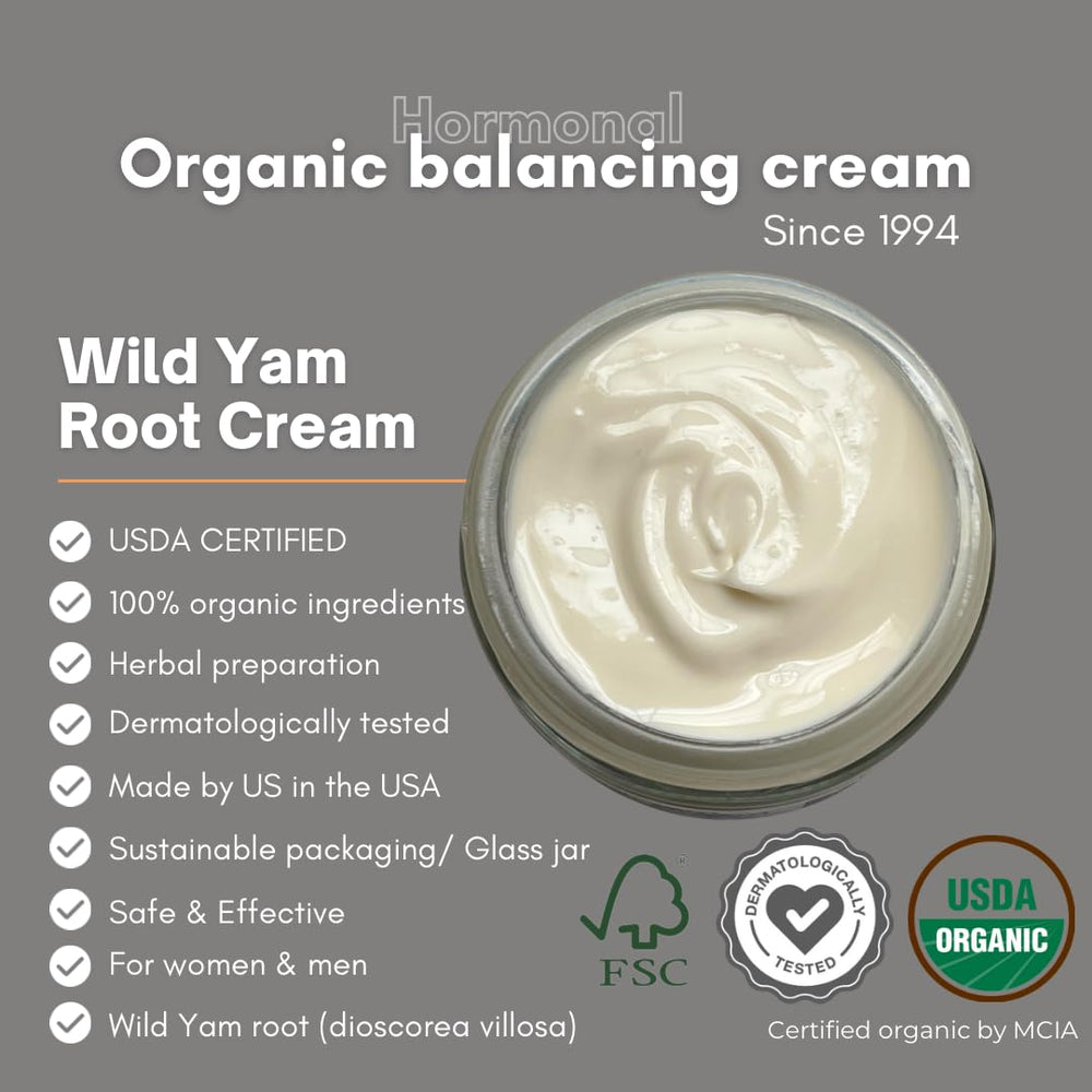 Person applying Indian Meadow Herbals Wild Yam Root Cream on inner thigh for PMS relief.