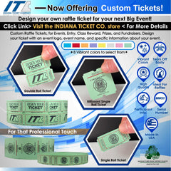 INDIANA TICKET CO. consecutive numbering supports accurate entry tracking.