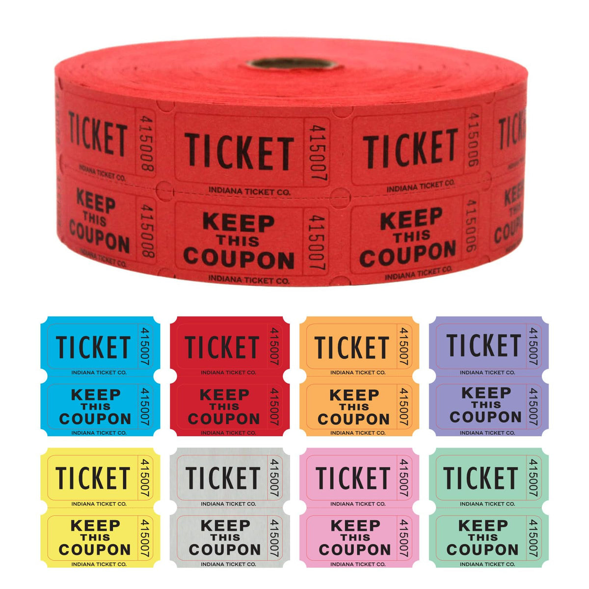 INDIANA TICKET CO. double-roll red tickets for fast check-in at events.