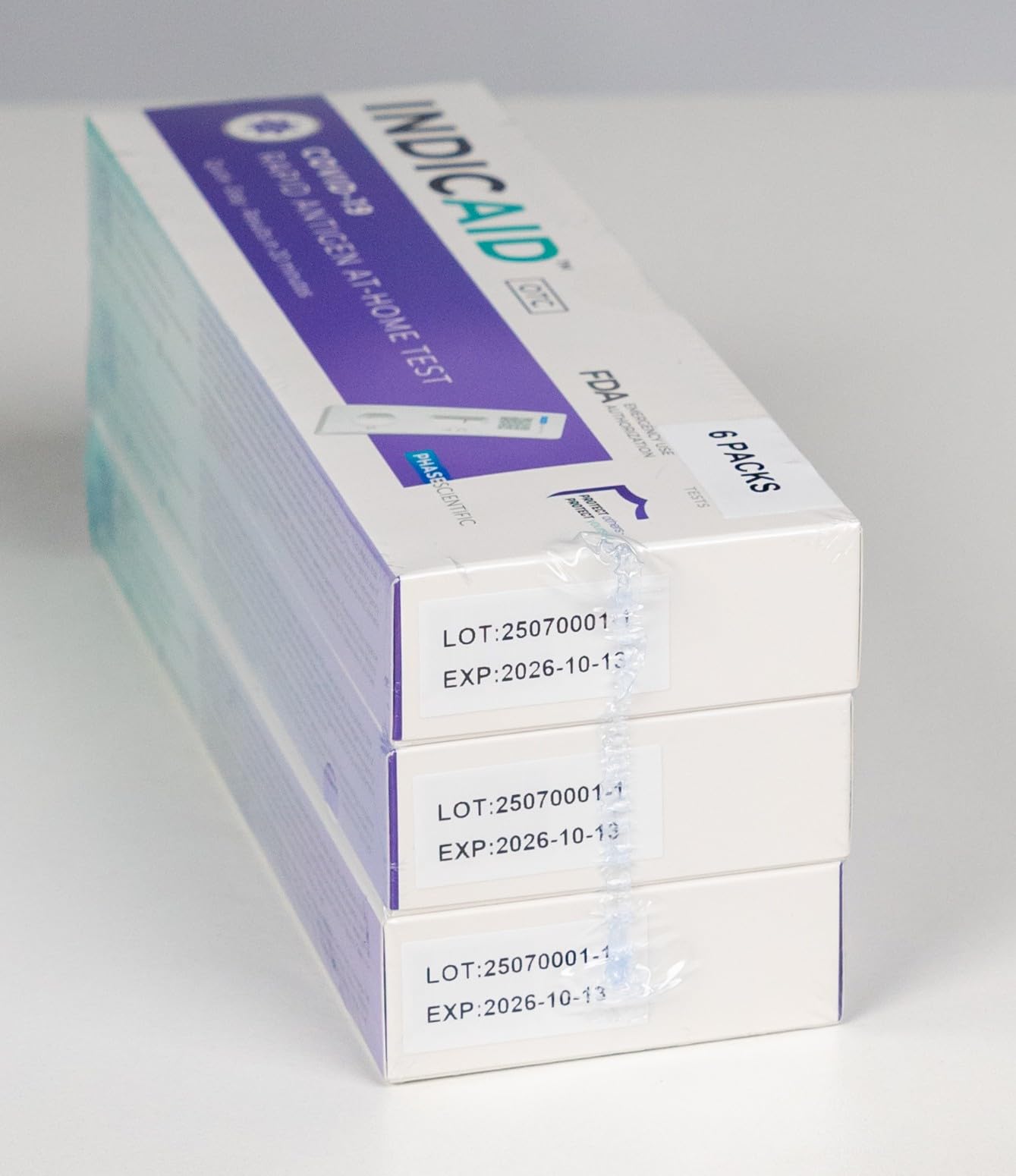 INDICAID box packaging open with kit contents for quick testing.