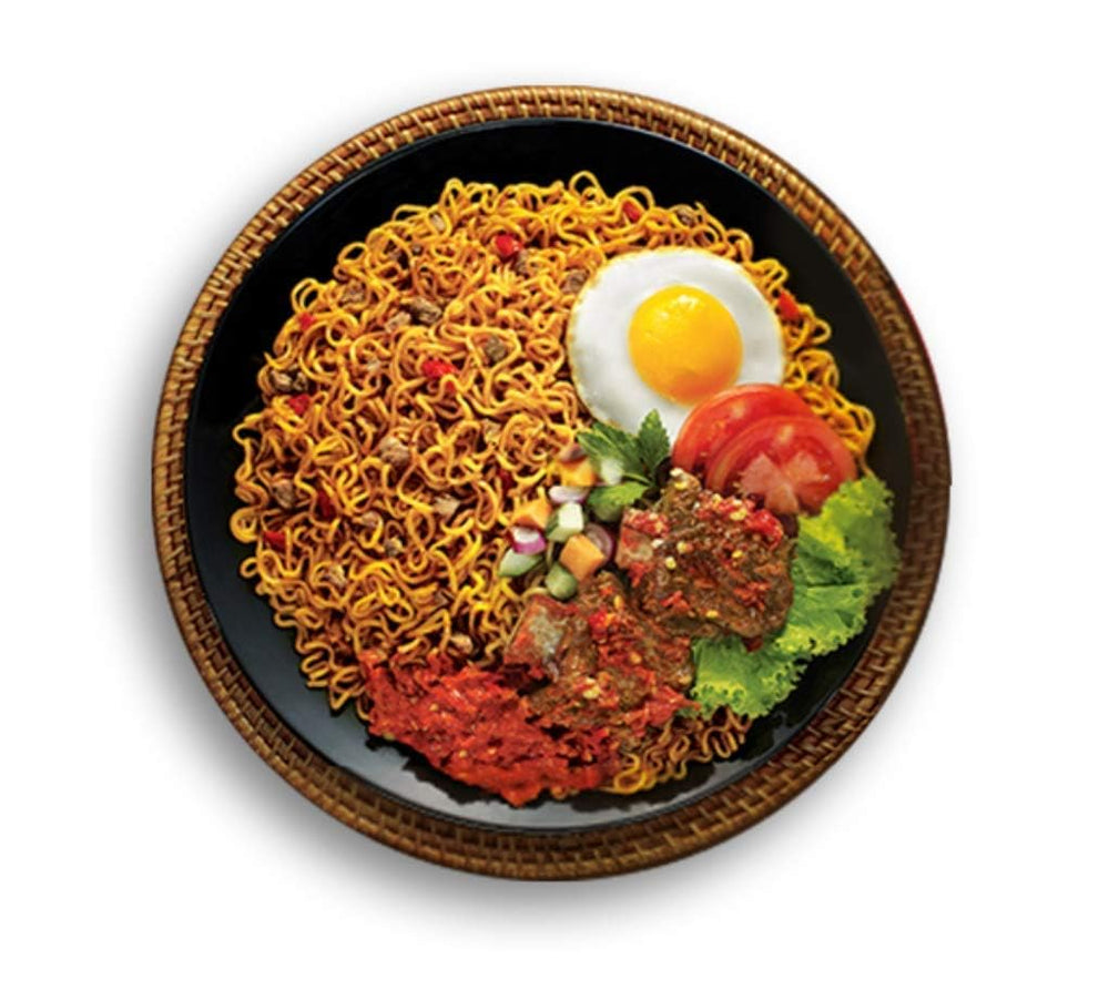 Mi Goreng noodles in a wok stir-fry illustration shows fast weeknight cooking.
