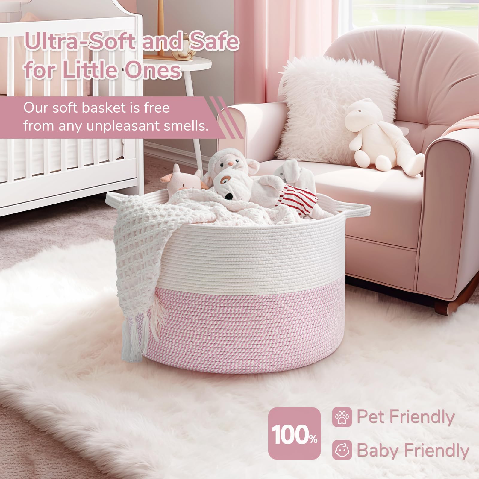INDRESSME boho-style pink storage basket adds chic decor to any room.