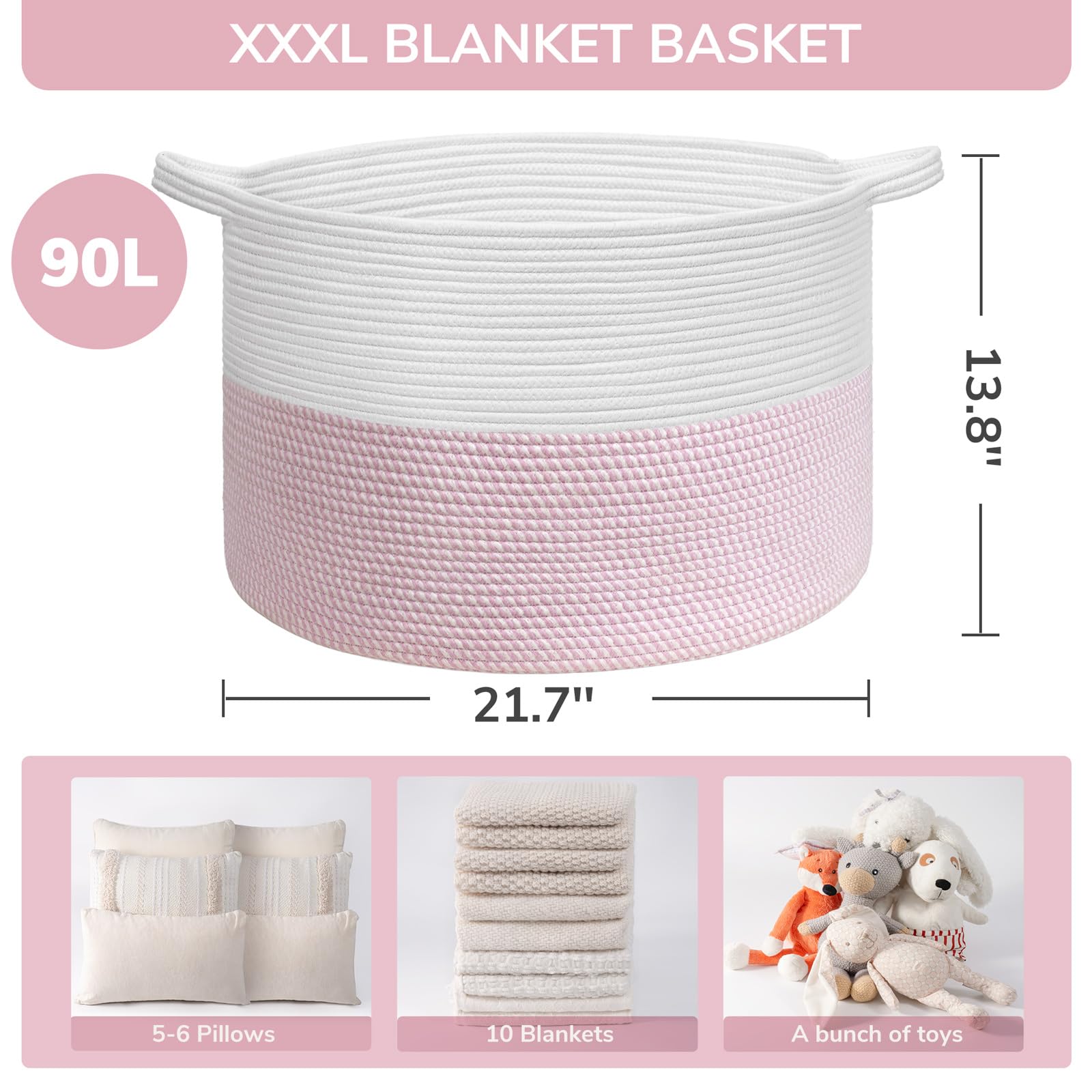 INDRESSME pink nursery laundry hamper perfect for blankets and plush toys.