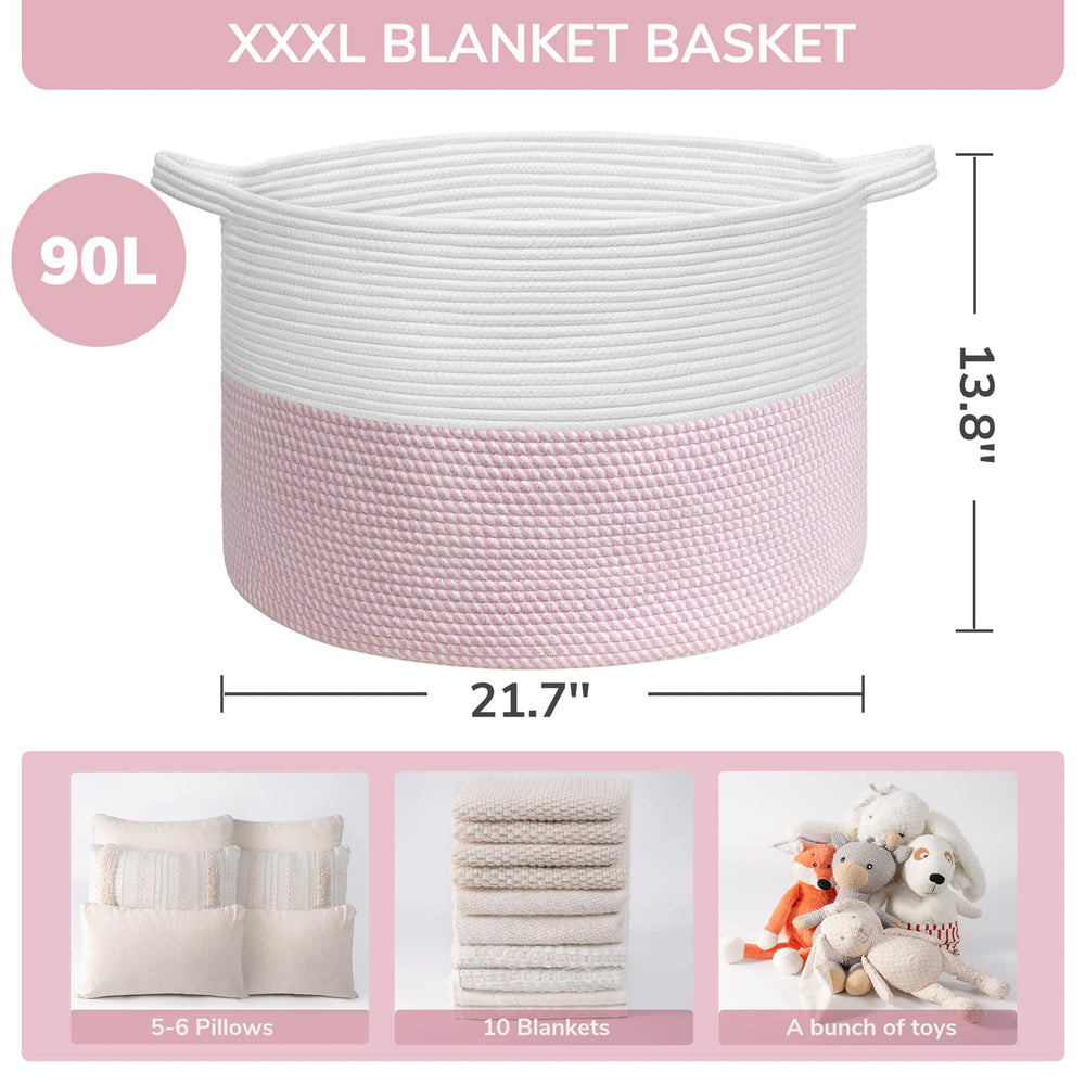 INDRESSME pink nursery laundry hamper perfect for blankets and plush toys.