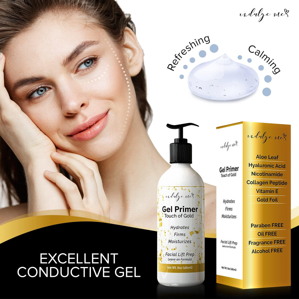 Indulgeme Conductive Gel with gold foil adds brightness to complexion