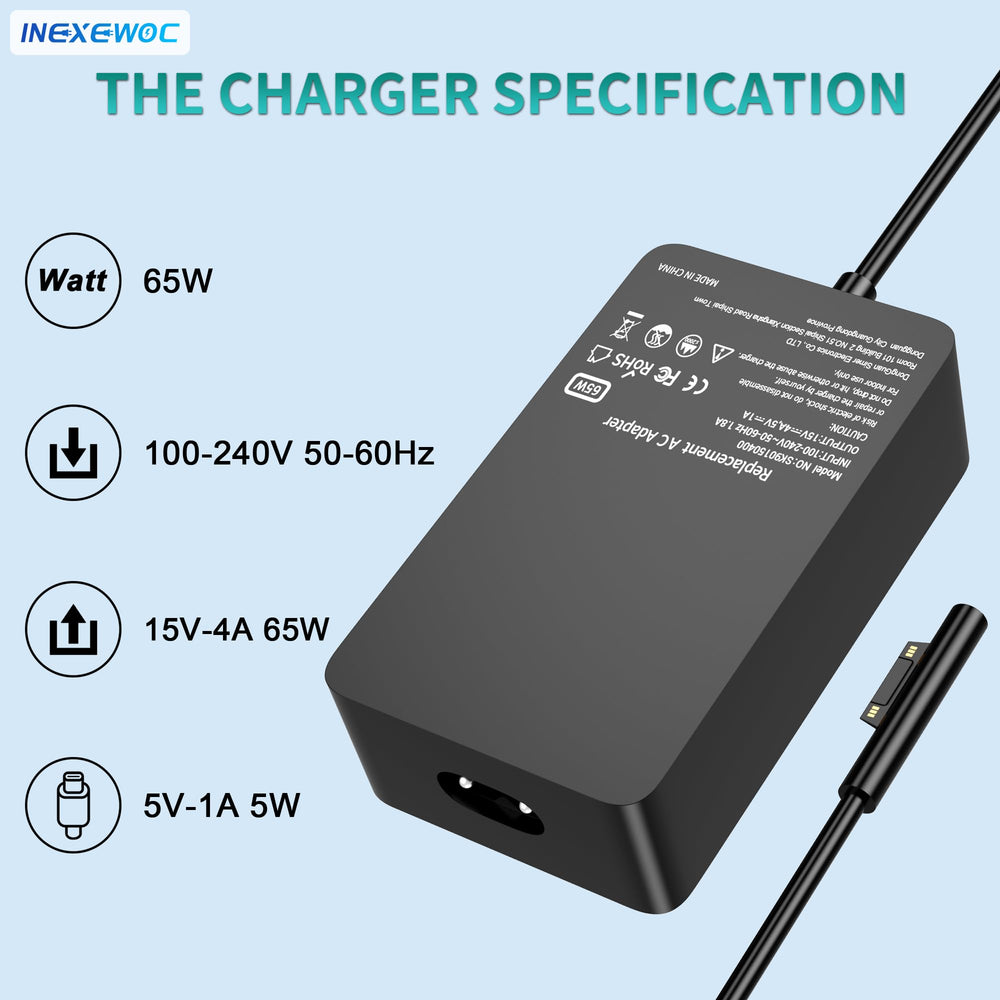 INEXEWOC 65W USB port enables simultaneous phone charging with Surface power.