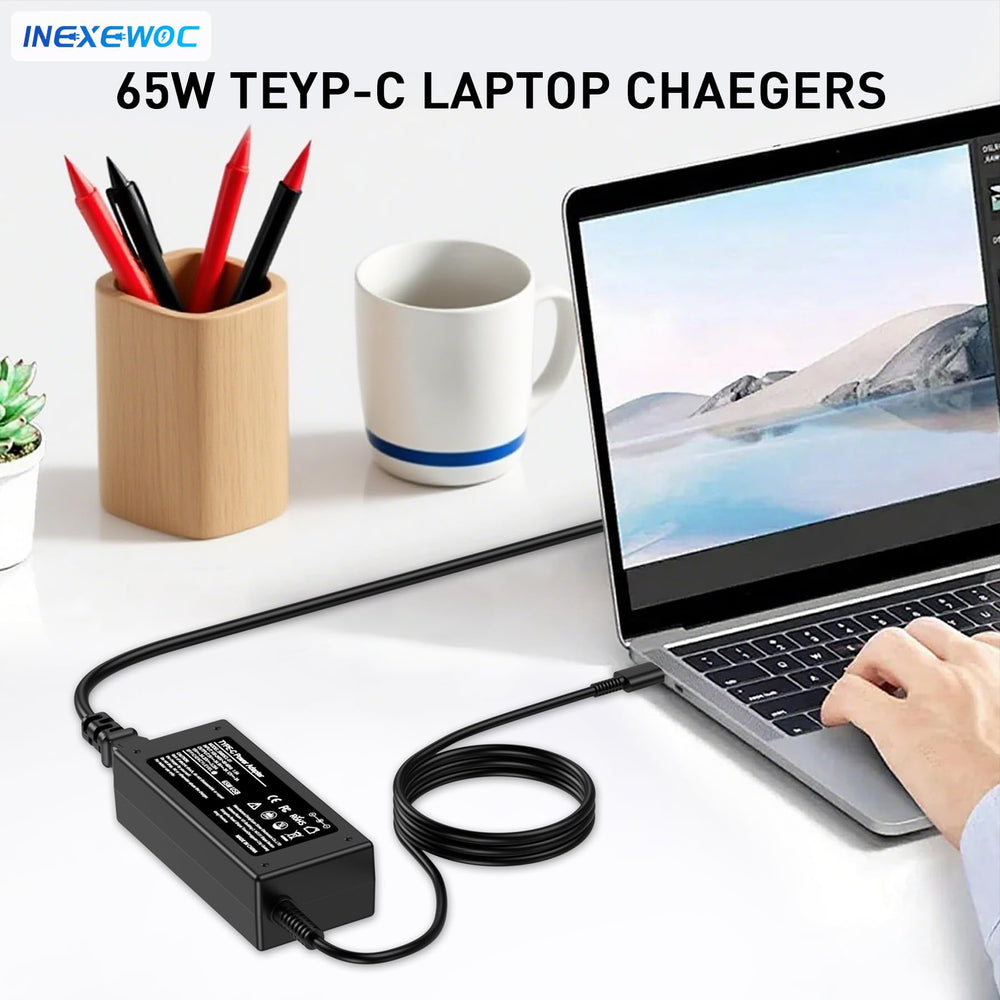 INEXEWOC universal USB-C charger works with Lenovo, Dell, HP and more.