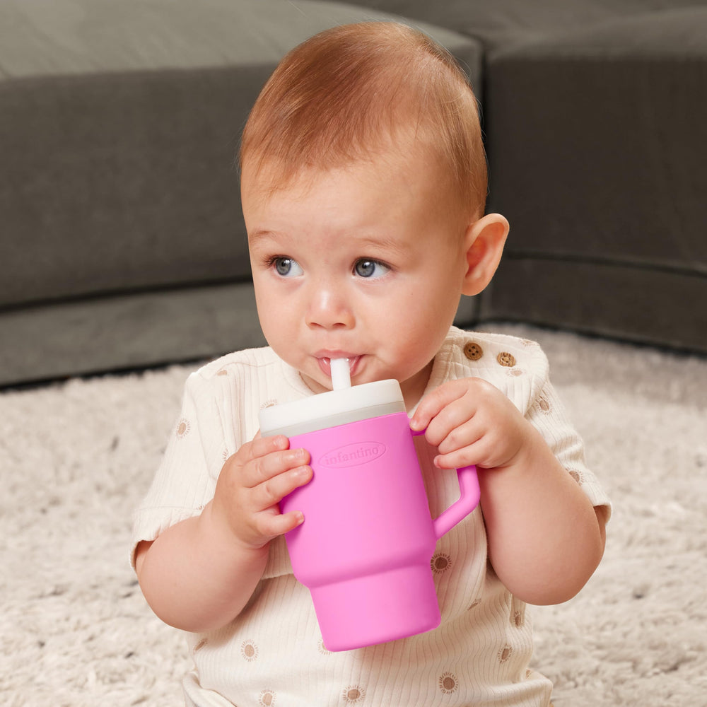 Infantino soft straw with internal valve enables smooth sipping