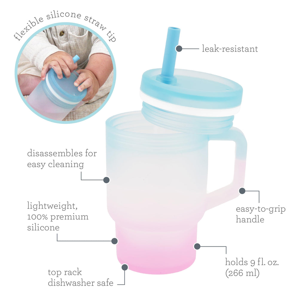 Infantino 9oz silicone cup designed for little hands and daily use.