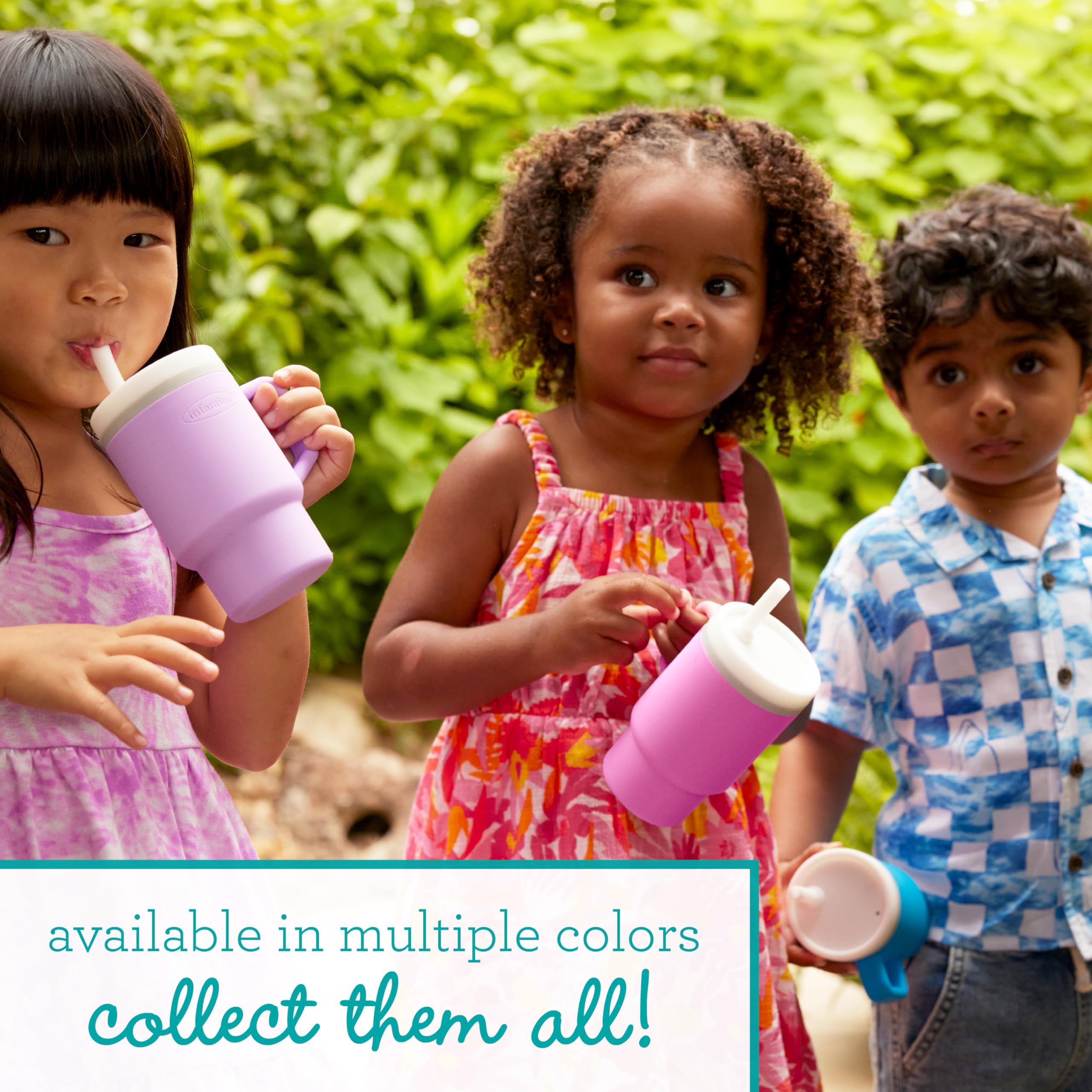 Infantino easy-grip handle supports confident sipping during outings and daycare
