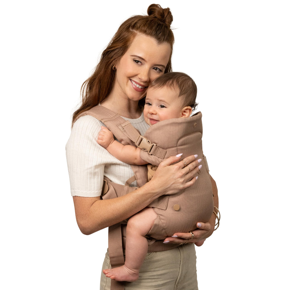 Infantino Flip Luxe 4-in-1 convertible seat enhances infant to toddler carrying comfort.