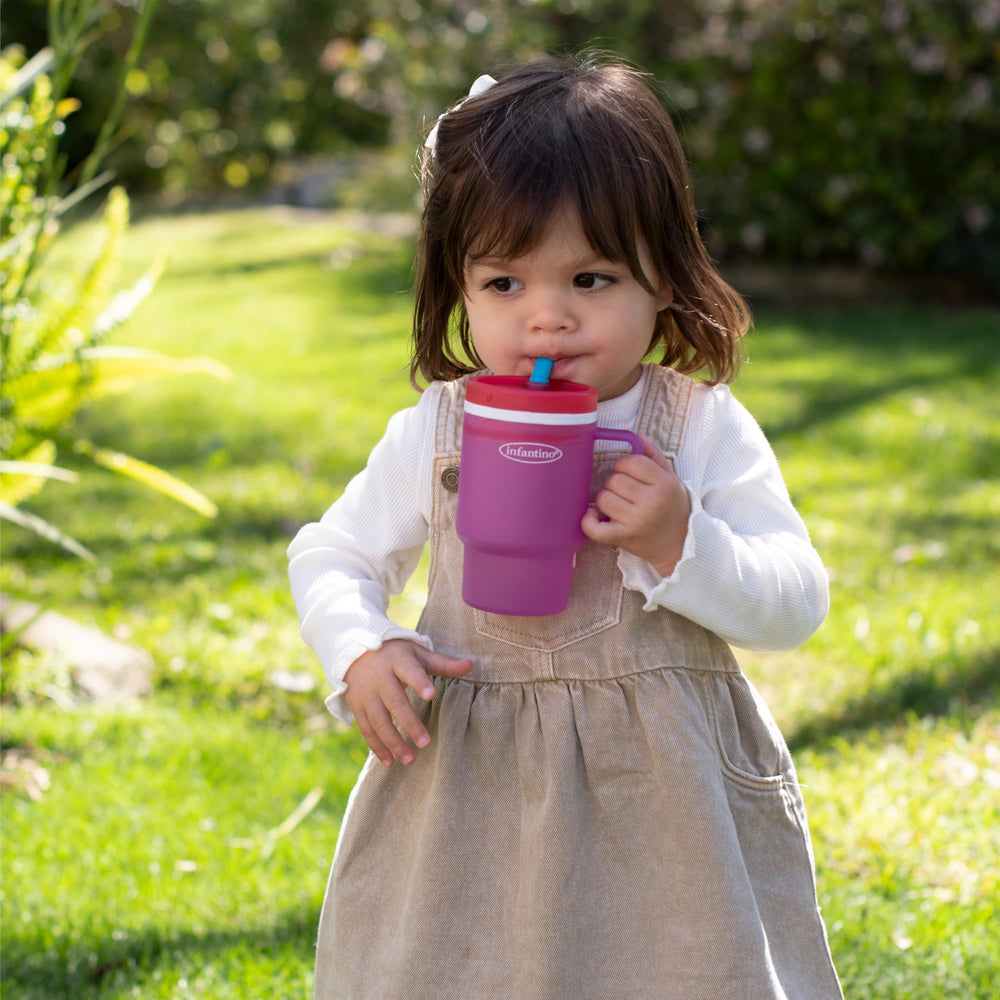 Infantino My 1st Tumbler being washed by hand demonstrates easy disassembly for parents.