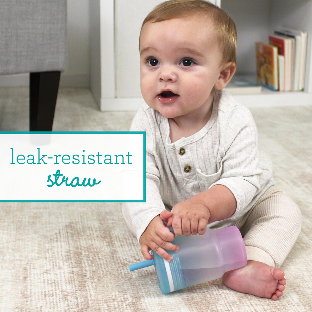 Infantino My 1st Tumbler easy-grip handle supports on-the-go sipping.