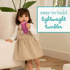 Infantino My 1st Tumbler handle closeup highlights sturdy grip for tiny hands.