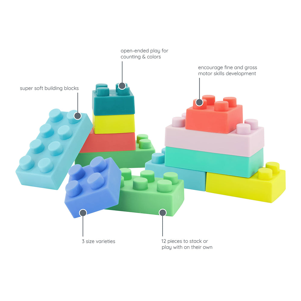 Infantino colorfully designed set supports color recognition and early counting during stacking.