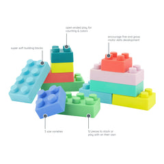 Infantino colorfully designed set supports color recognition and early counting during stacking.