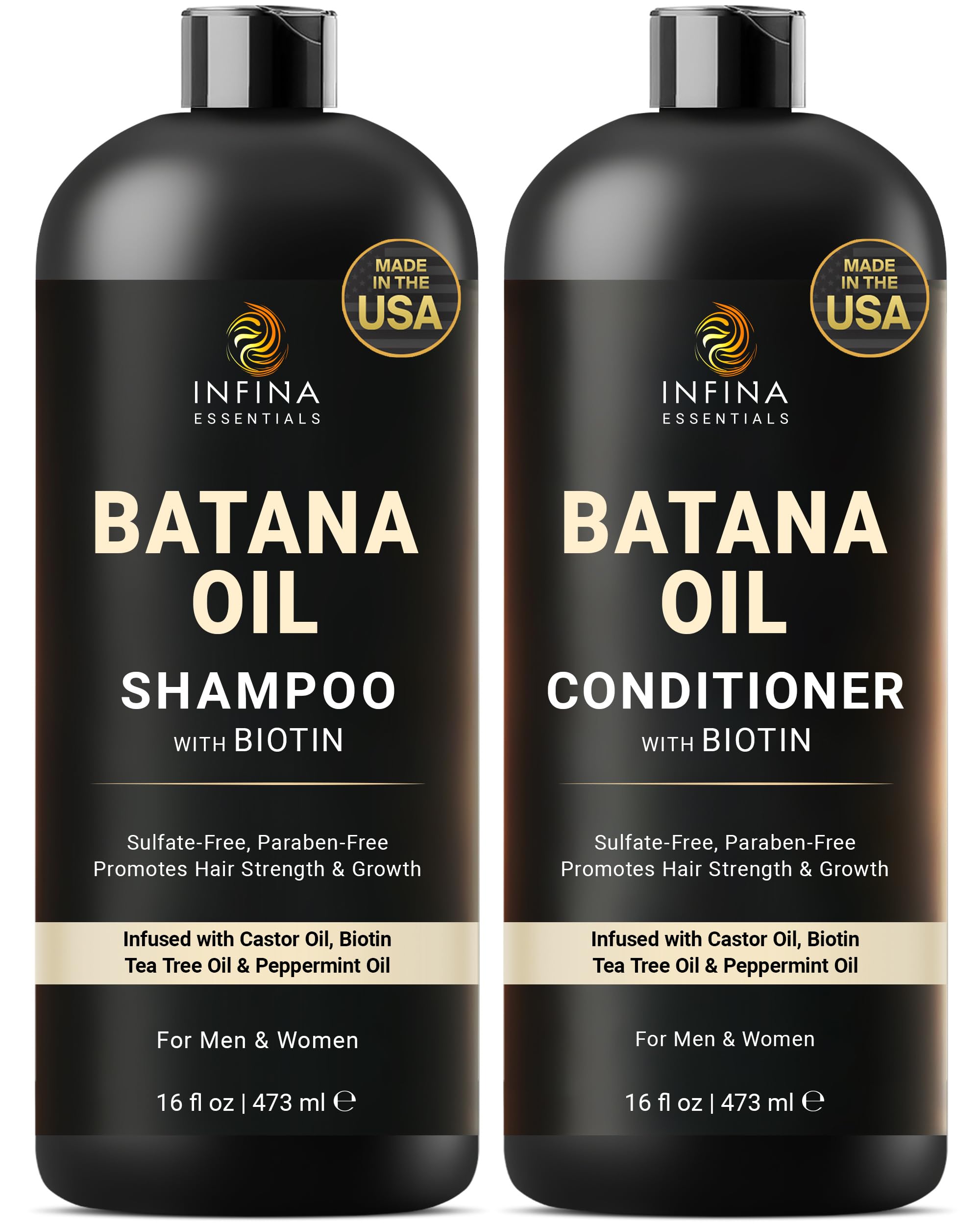 INFINA ESSENTIALS Batana Oil Shampoo bottle for nourishing cleanse and fuller hair