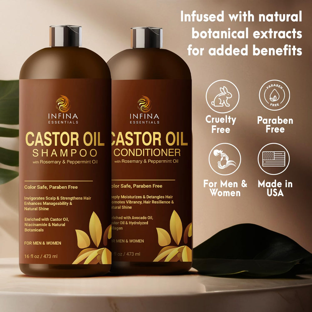 INFINA ESSENTIALS Conditioner closeup demonstrates detangling and shine for healthier-looking hair.