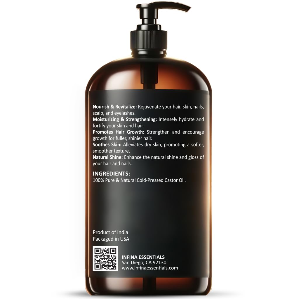 INFINA ESSENTIALS organic cold-pressed castor oil for DIY skincare.