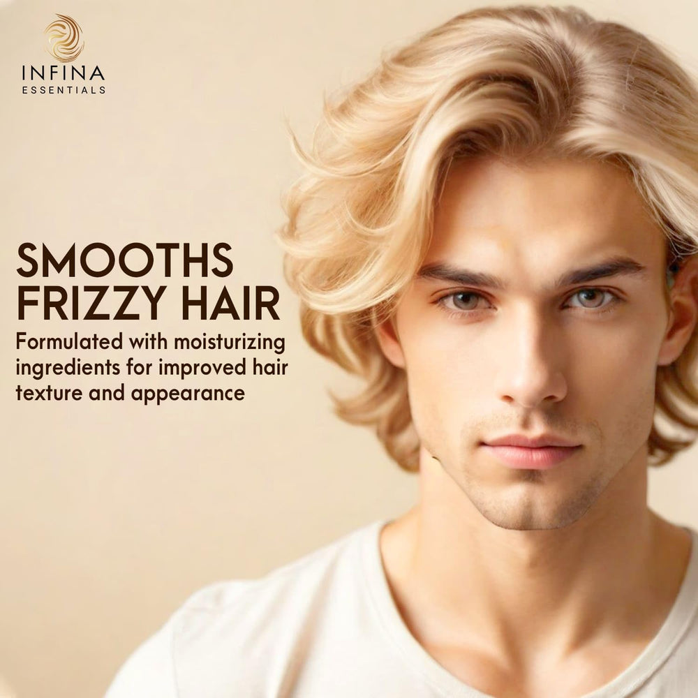 INFINA ESSENTIALS Sulfate-free label highlights gentle, non-harsh formula for daily use.