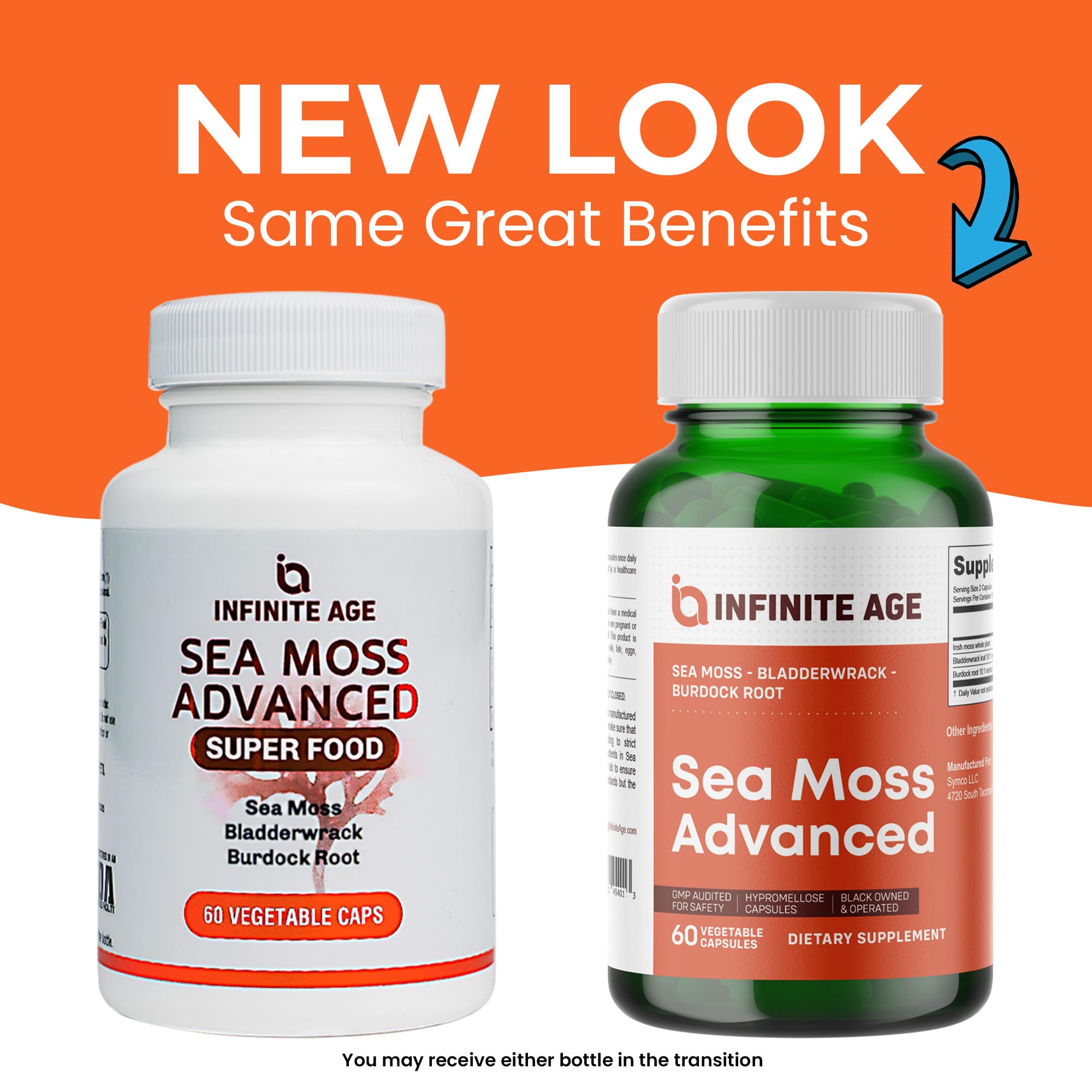 INFINITE AGE sea moss with bladderwrack and burdock ingredients