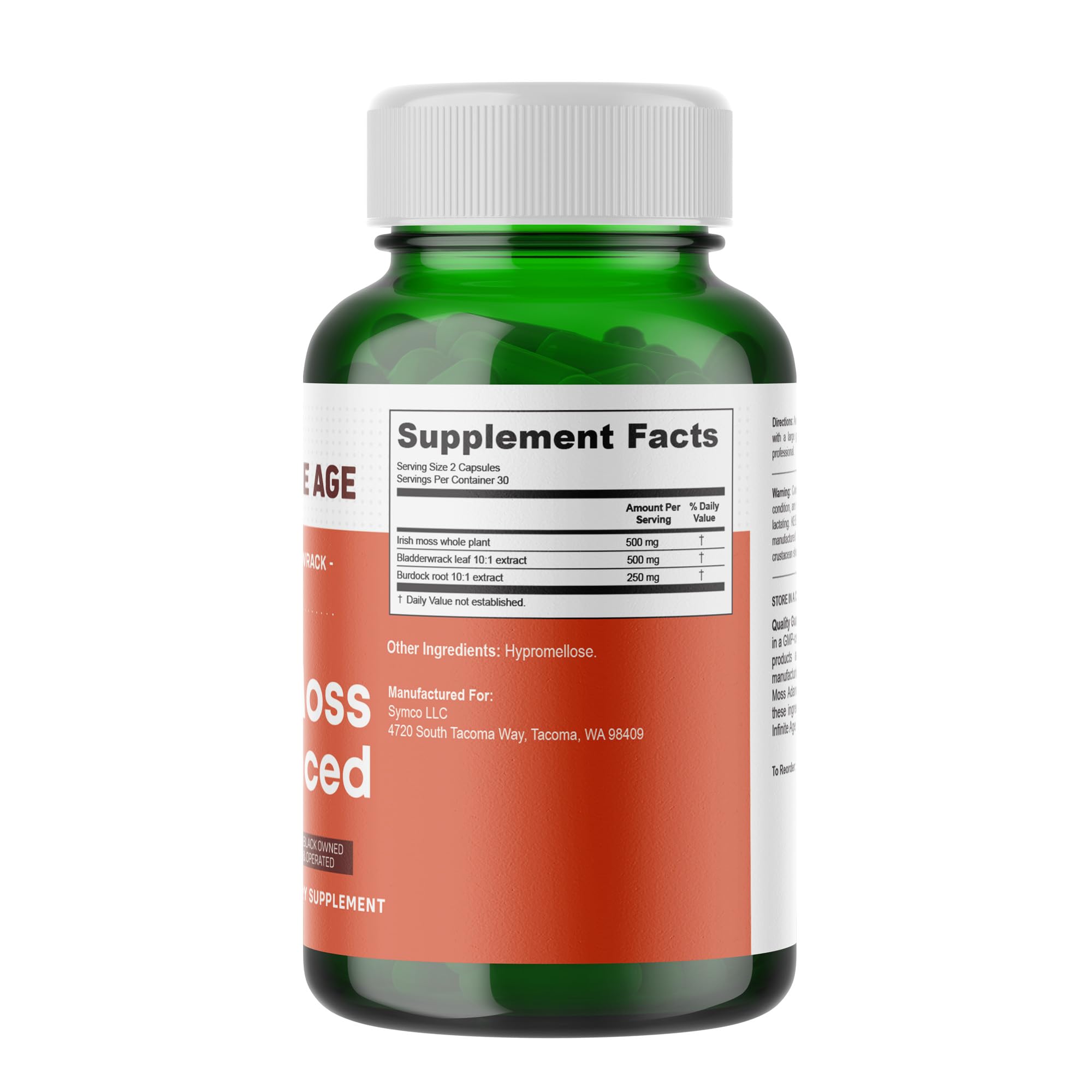 INFINITE AGE sea moss capsules closeup of pills for easy routine integration