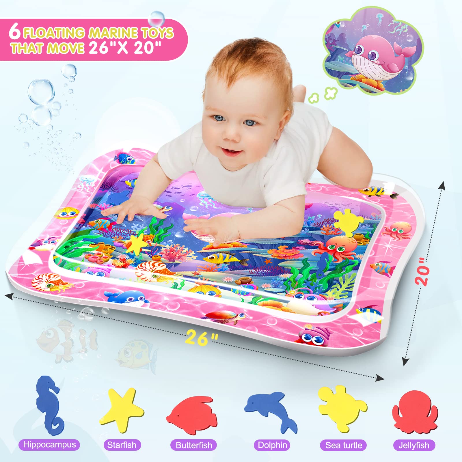 Compact folded travel-ready Infinno tummy time mat in pink