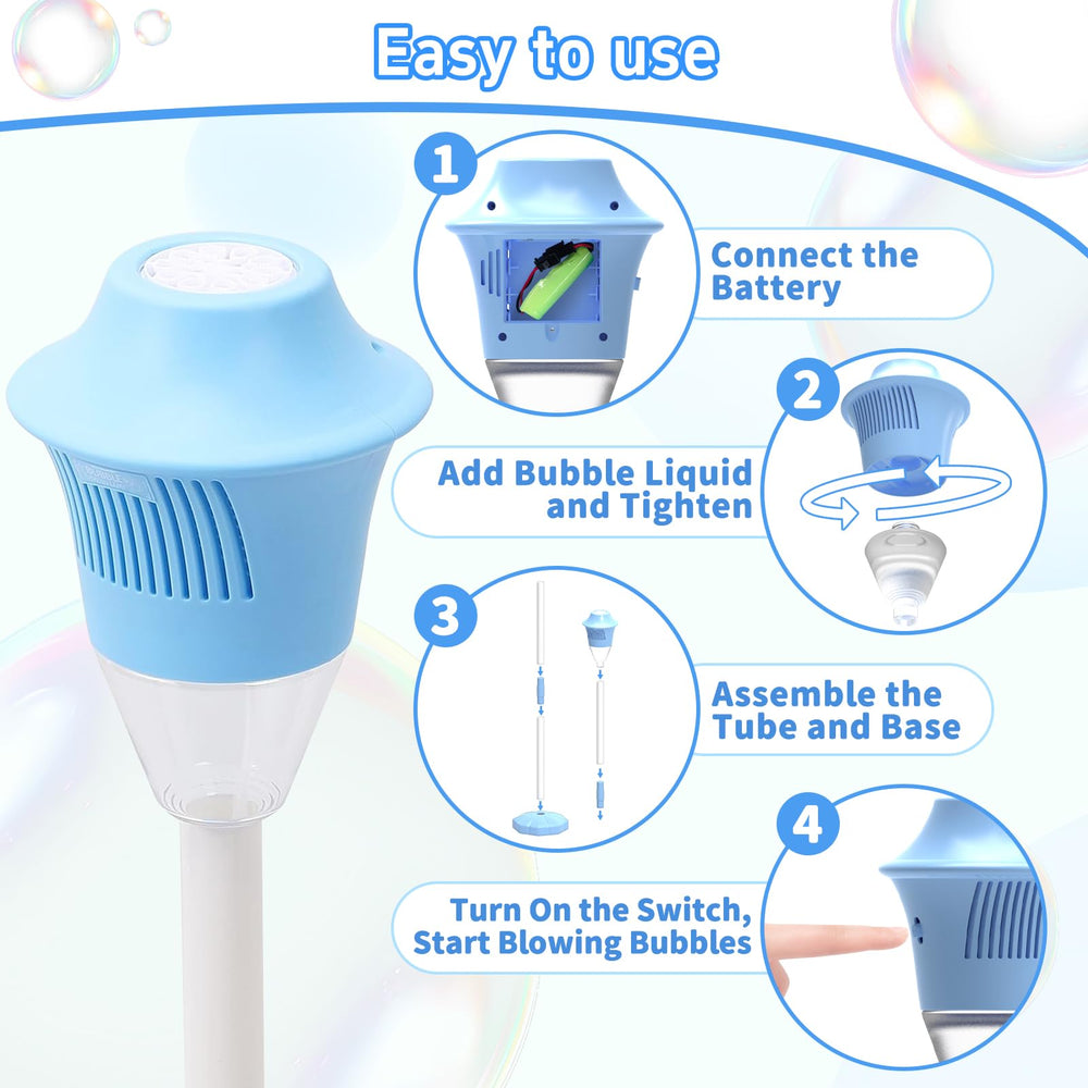 Infowush Bubble Machine with music and lights for lively ambience.