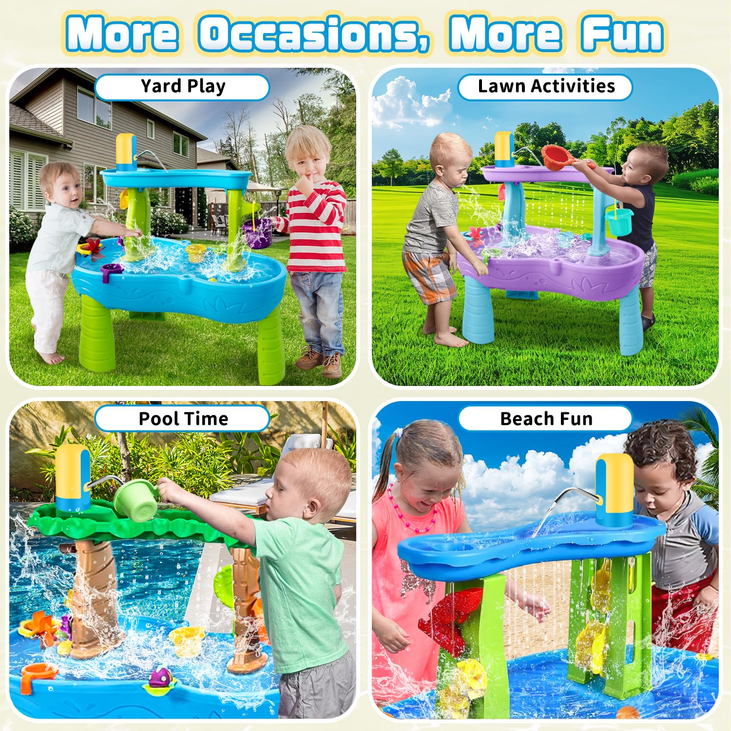 Infowush water recycling feature helps conserve water during play.