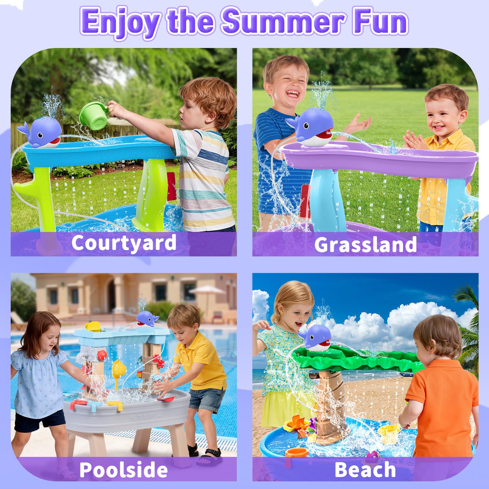 Infowush Whale Water Table Pump 2500mAh battery for longer sessions outdoors
