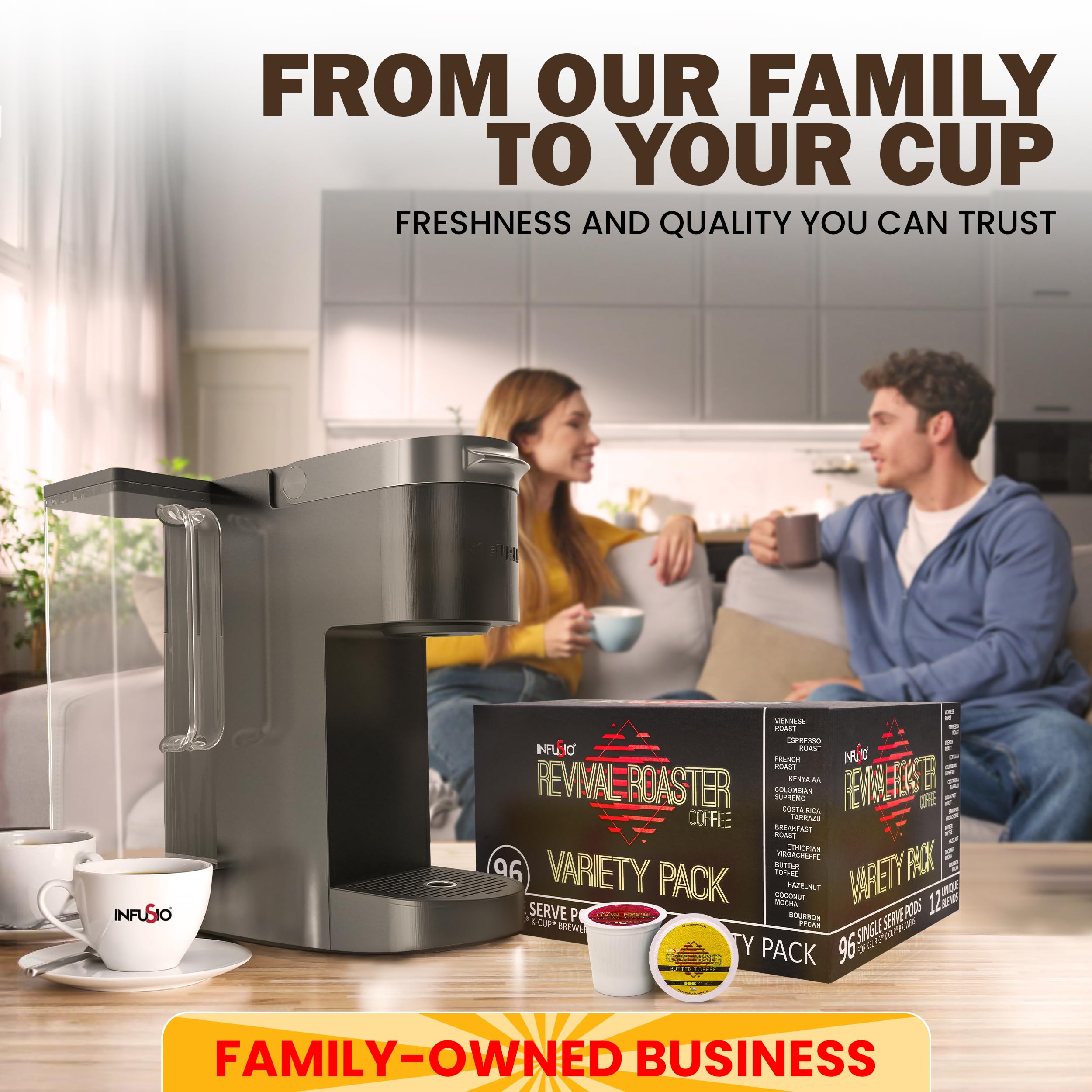 InfuSio Espresso Roast flavor pod delivers bold body and rich aroma.