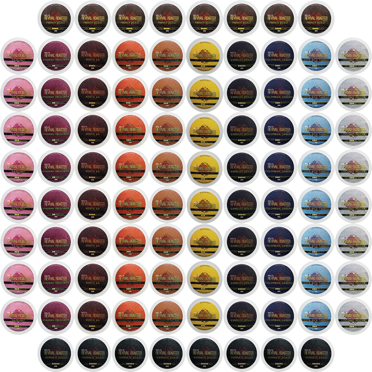 InfuSio variety-pack 96-count display shows 12 blends for Keurig compatibility and broad taste options.