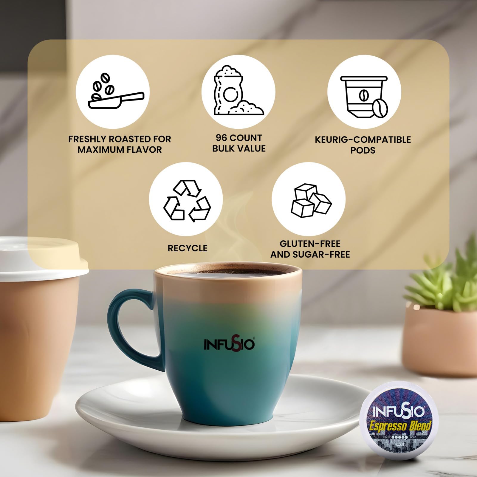 InfuSio donut blend pod, dessert-inspired coffee experience.