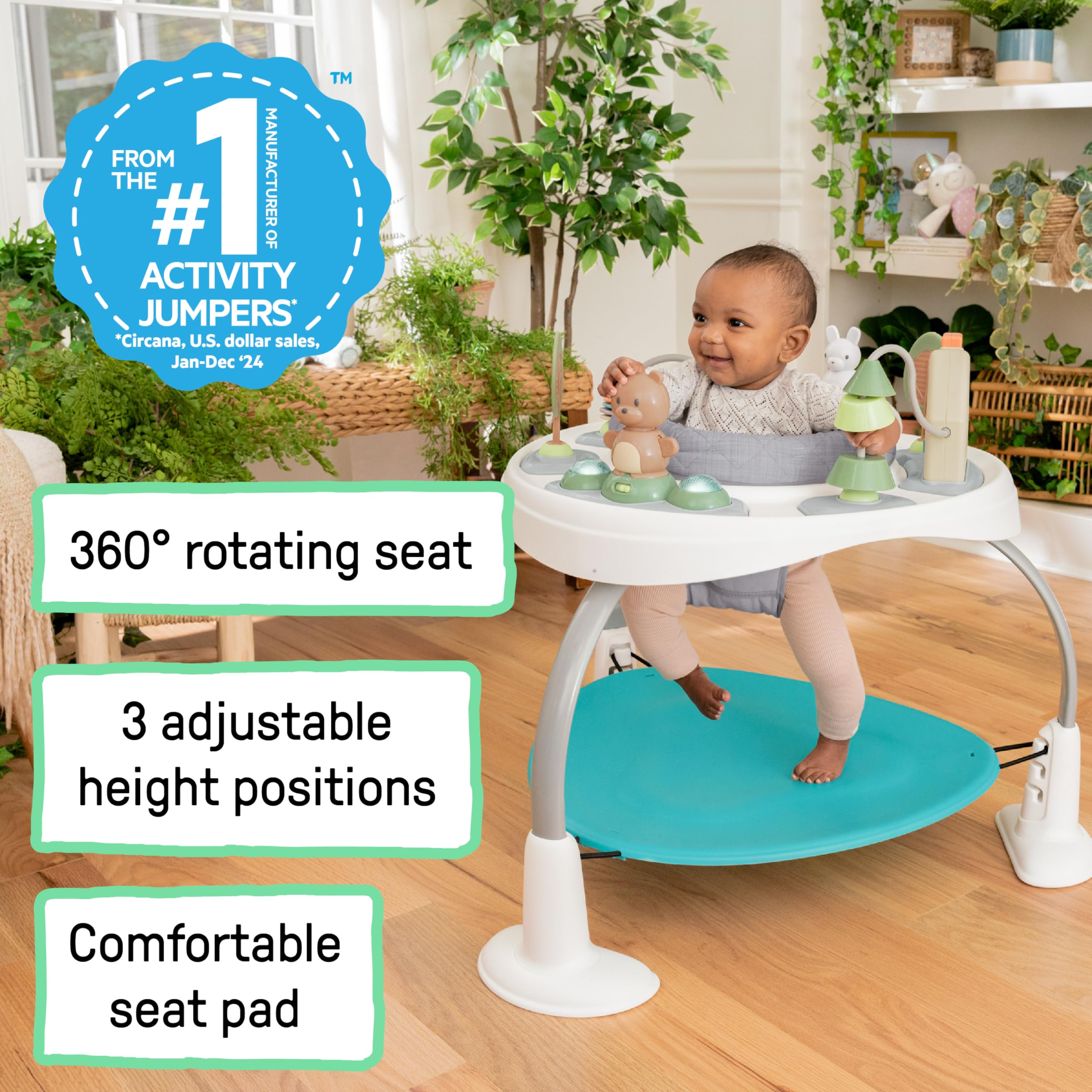 Ingenuity Spring & Sprout toy storage bag keeps toys organized.