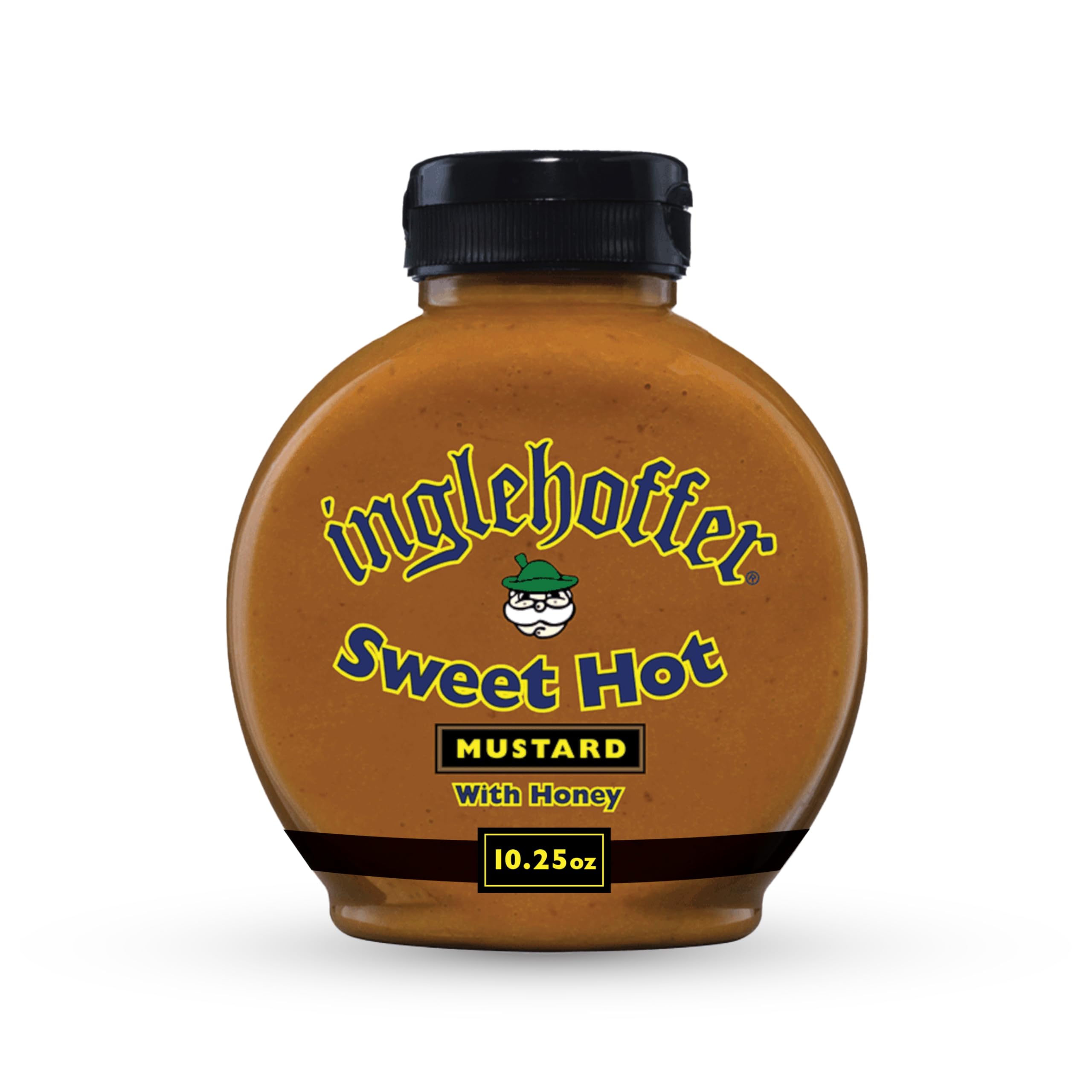 Inglehoffer Sweet Hot Mustard bottle showing bold honey-sweet heat for sandwiches