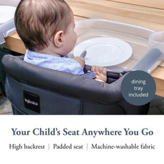 Inglesina Fast Dining Tray attached, simple cleanup and spill prevention during meals.