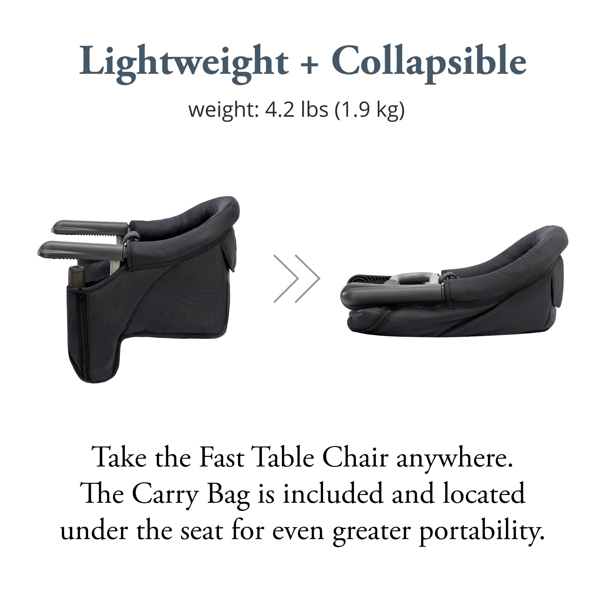 Inglesina Fast Table Chair with high backrest and padded seat for comfortable mealtimes.