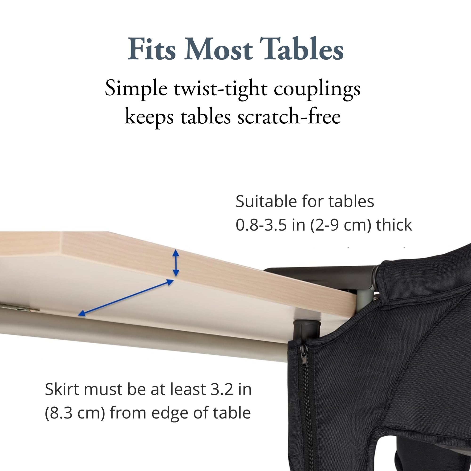 Inglesina Fast Table Chair rear pocket storage and washable cover for handy organization.